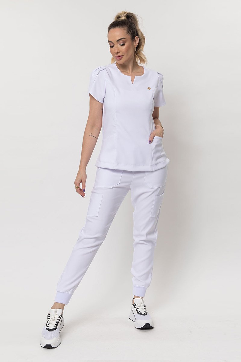 scrub feminino comfy manga curta branco 1