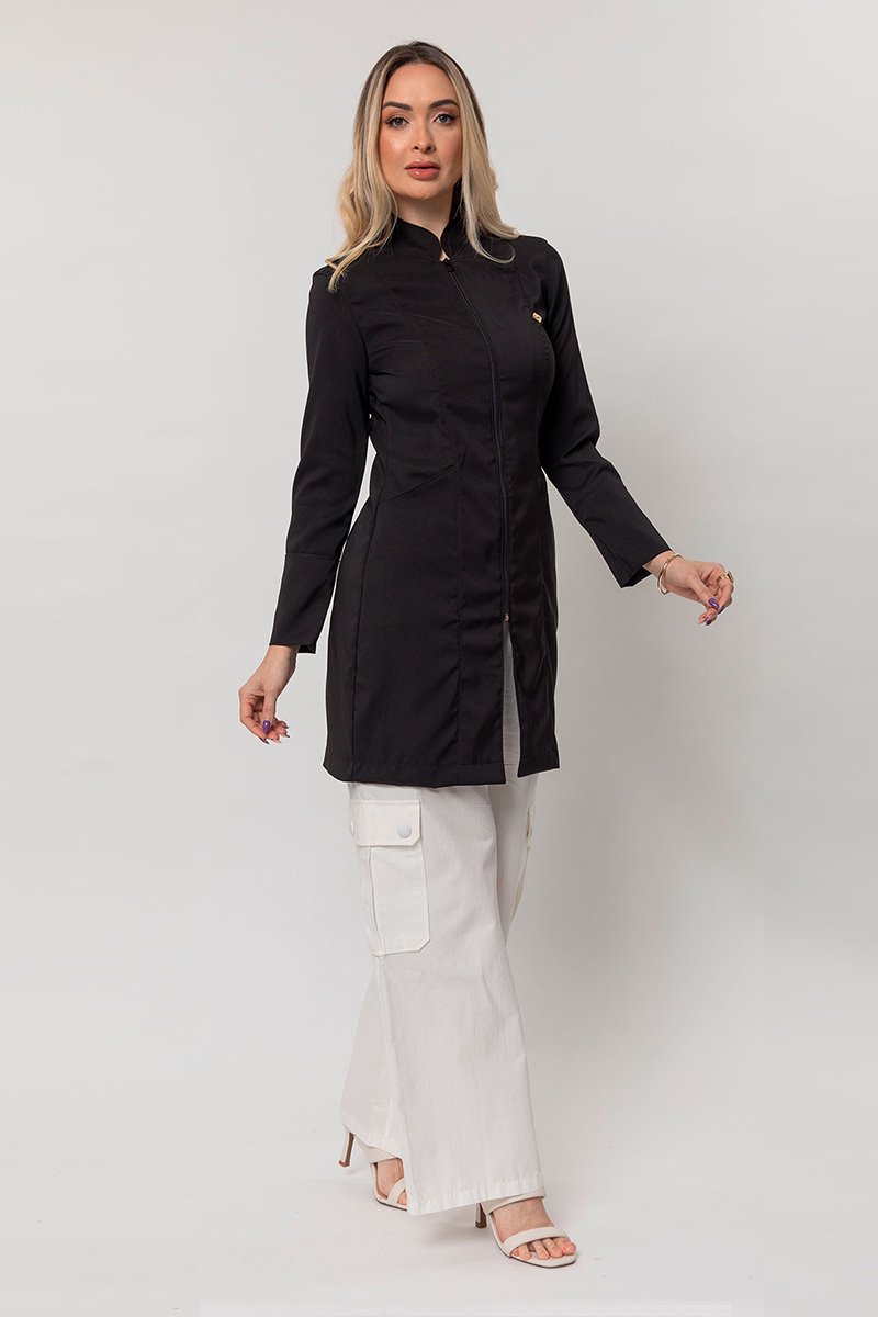 jaleco feminino heloisa manga longa preto 2