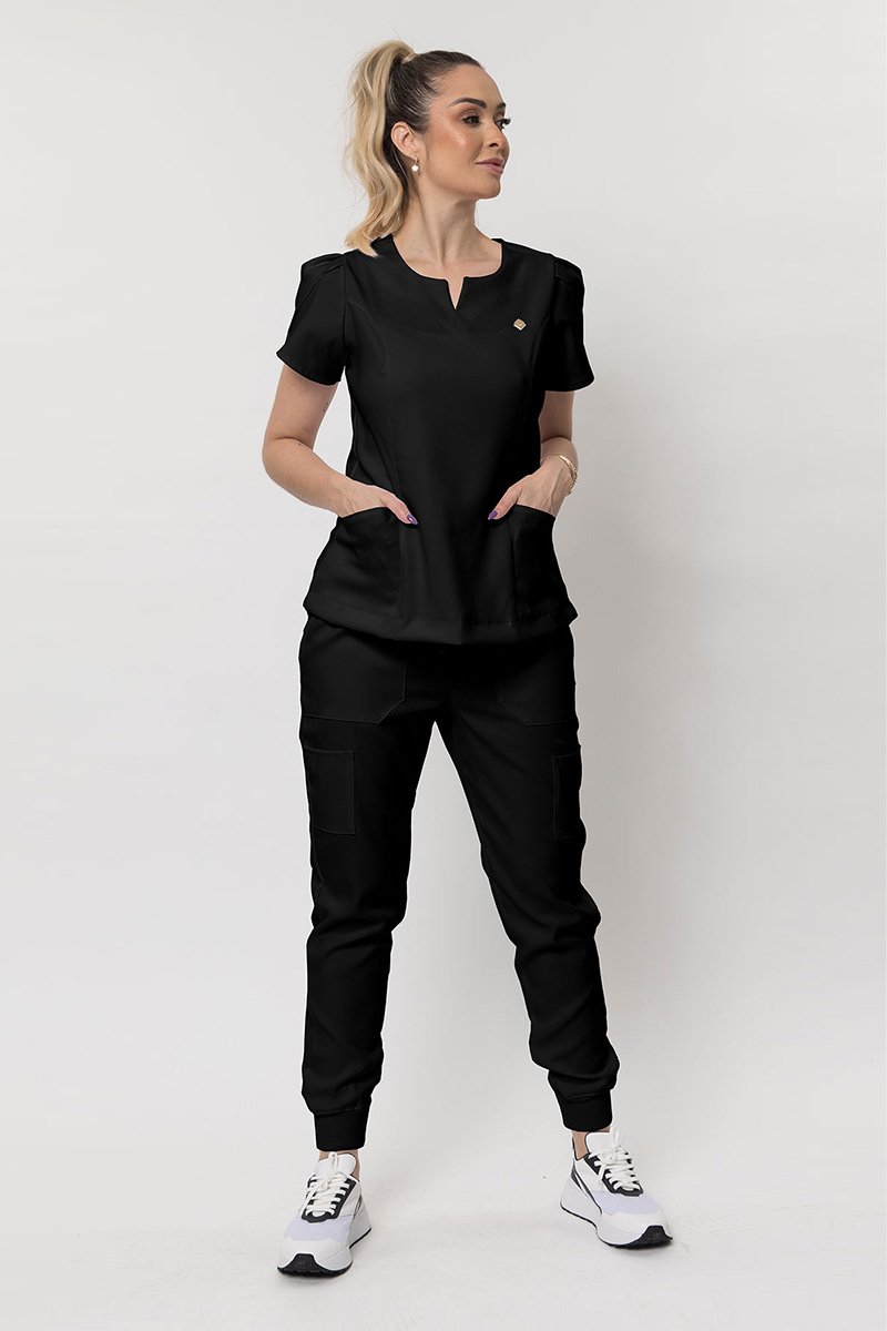 scrub feminino comfy manga curta preto 3