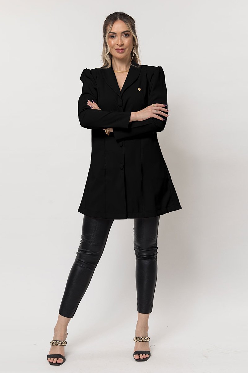jaleco feminino manga longa rute preto