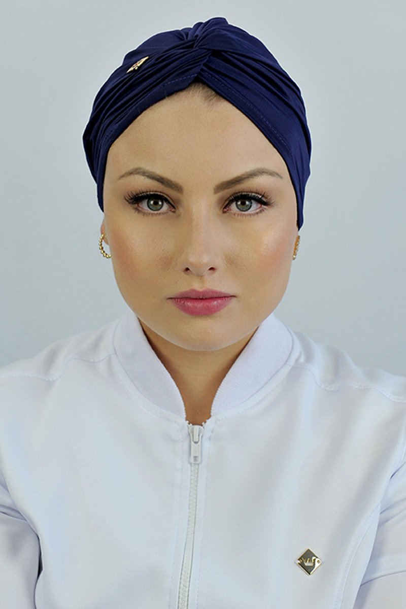 turbante feminino azul marinho