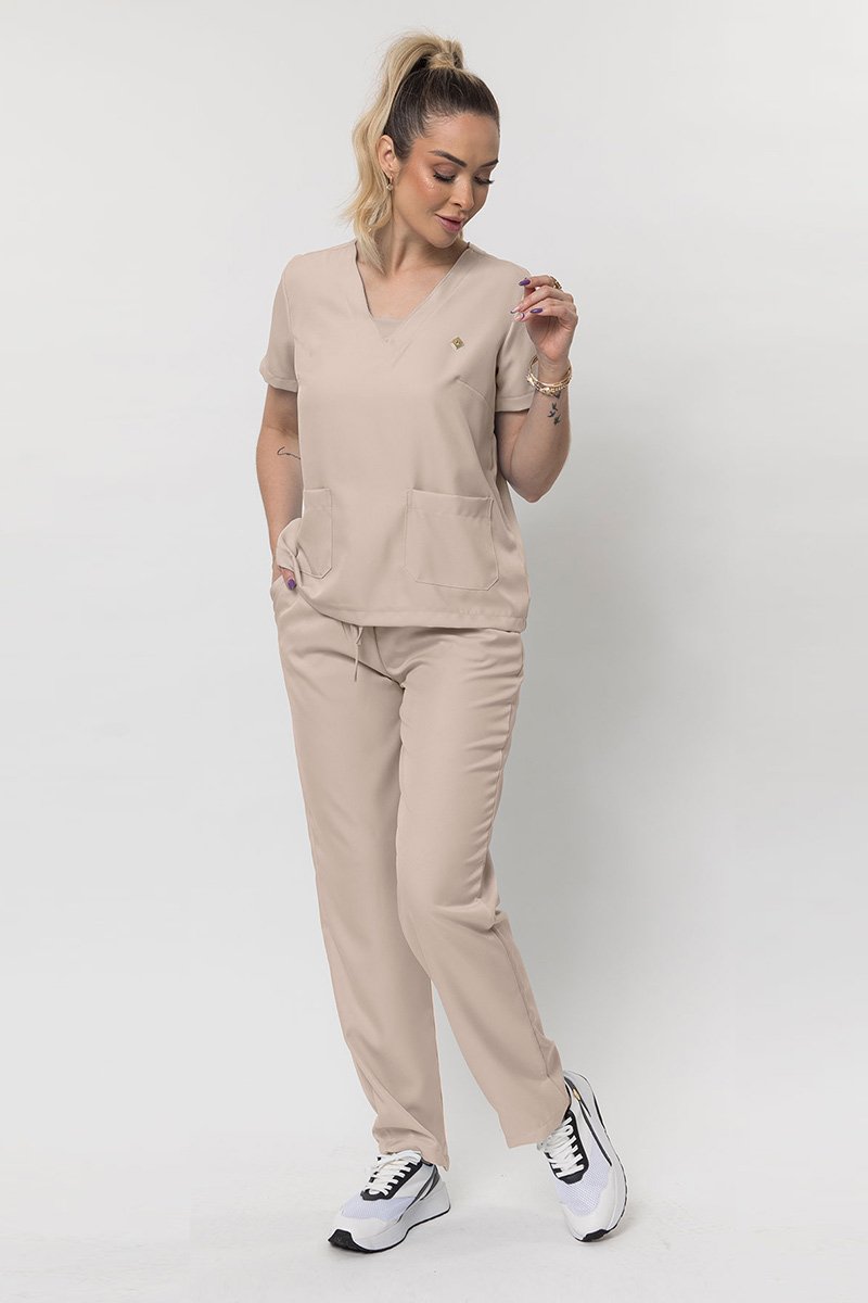scrub feminino manga curta bege3