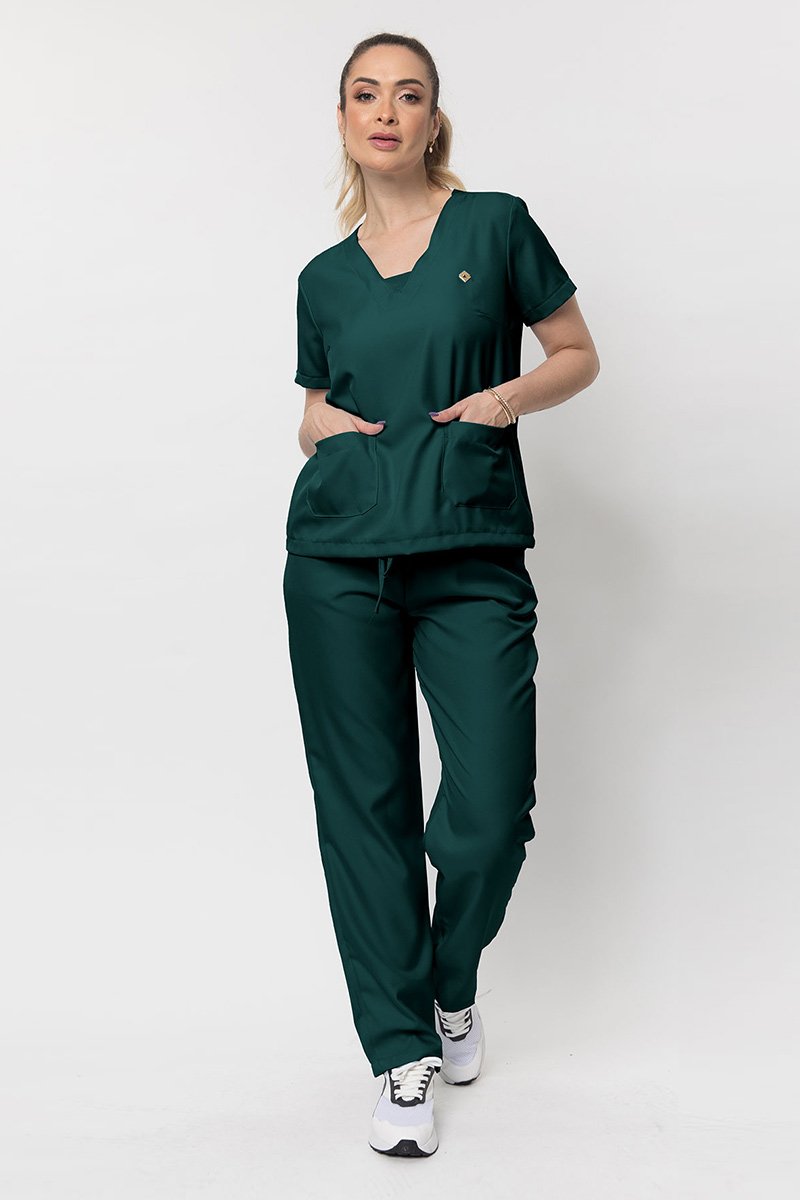 scrub feminino manga curta verdeescuro