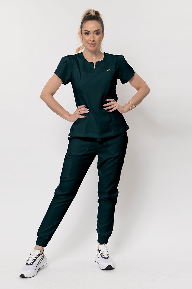 scrub feminino manga curta comfy verde escuro 3