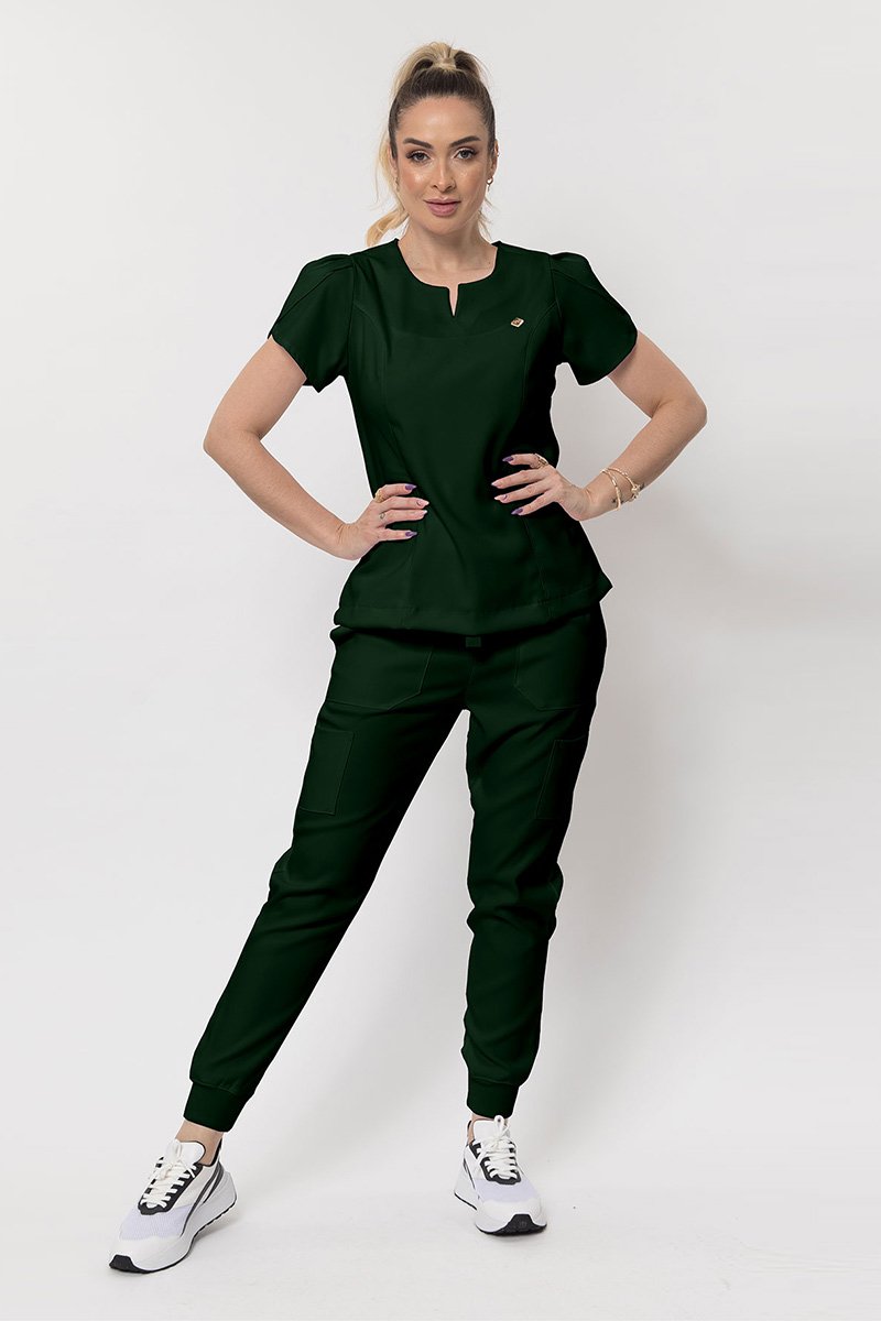 scrub feminino manga curta comfy verde militar 3