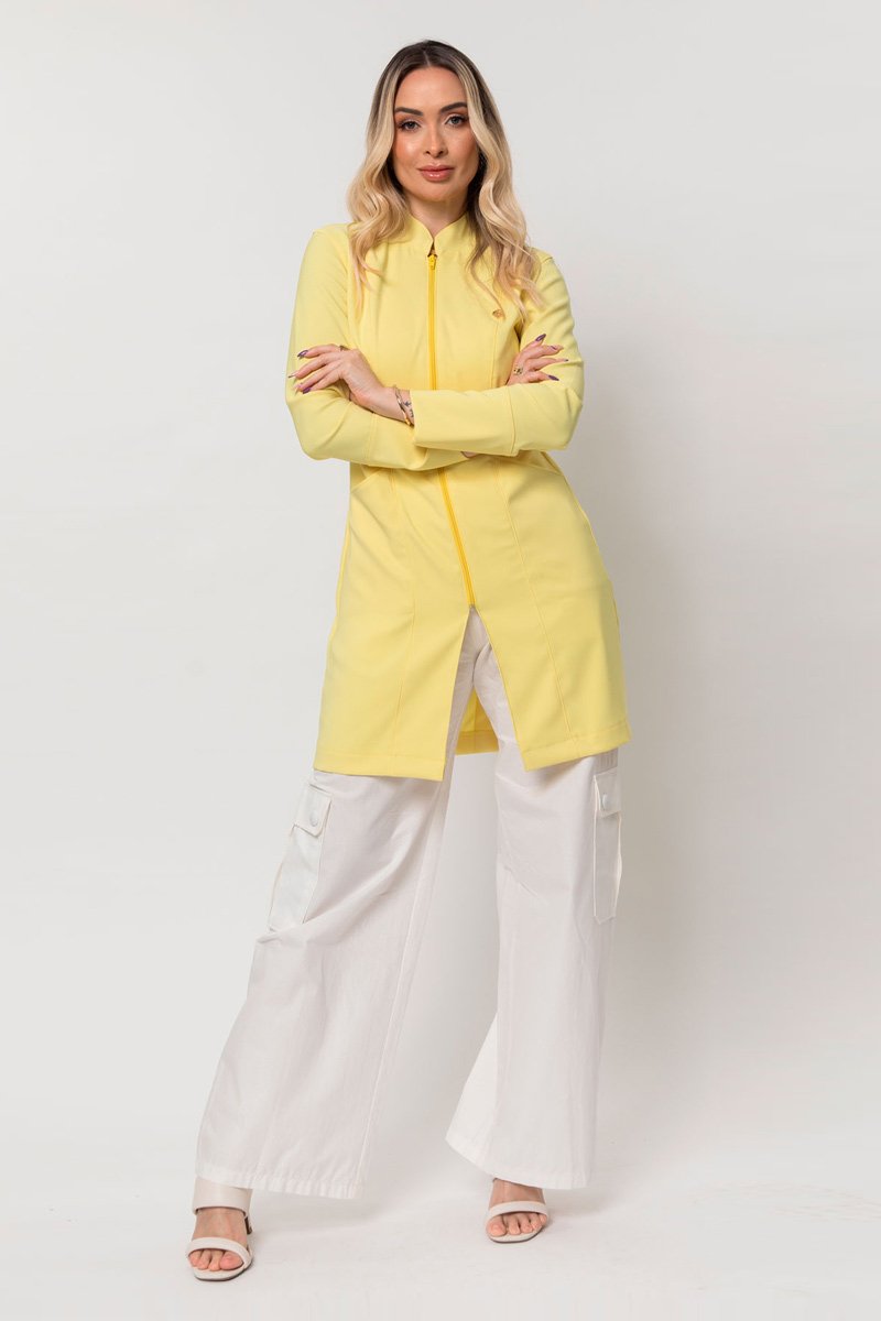 jaleco feminino heloisa manga longa amarelo 1