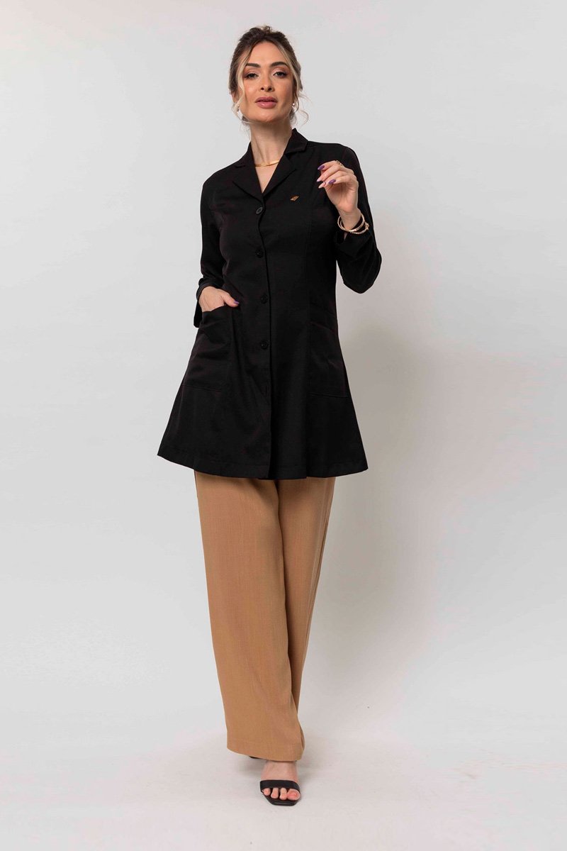 jaleco feminino manga longa marta preto 2