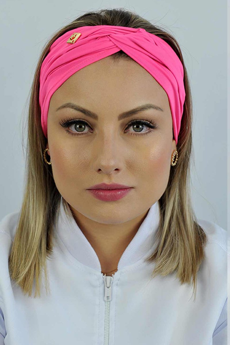 turbante feminino rosa neon 1