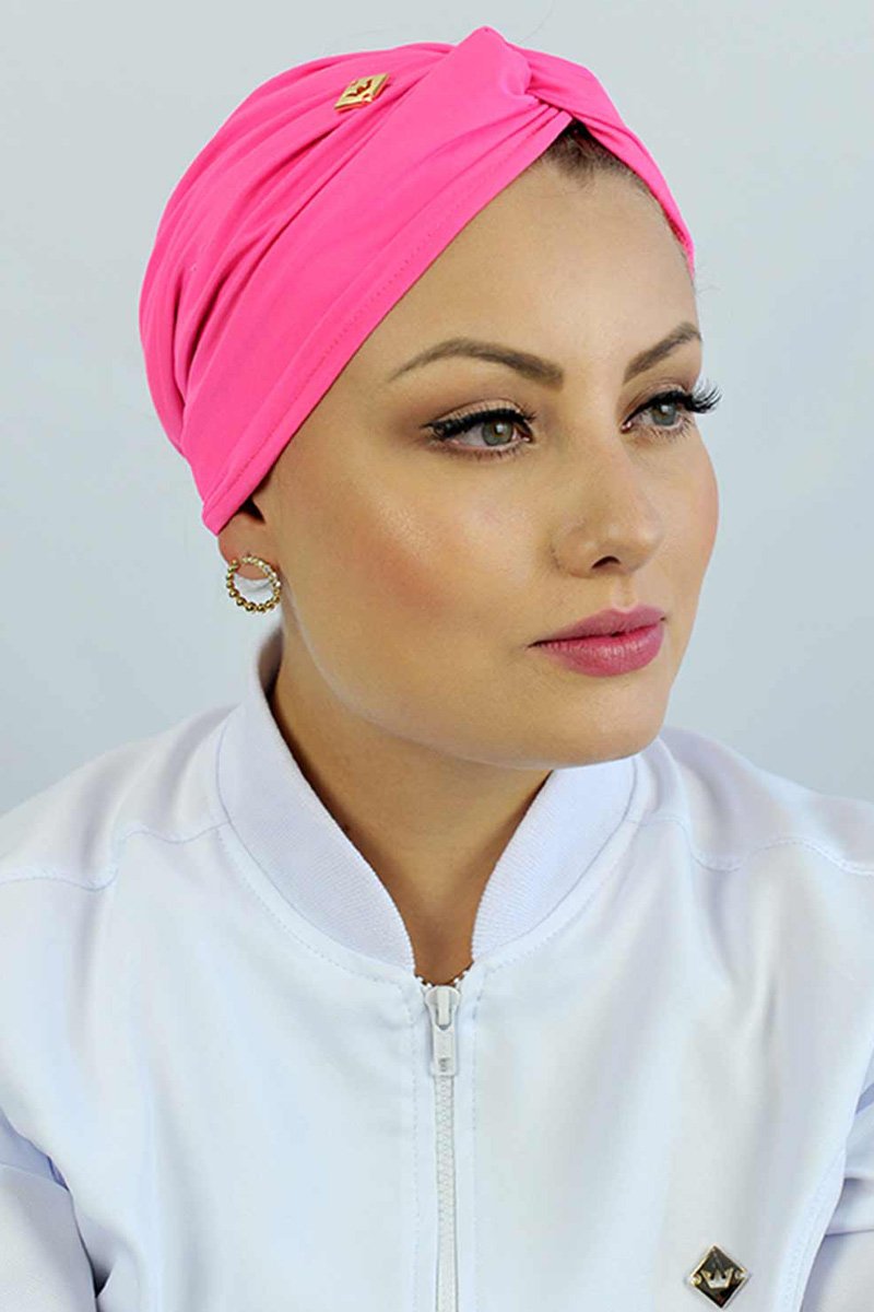 turbante feminino rosa neon 2
