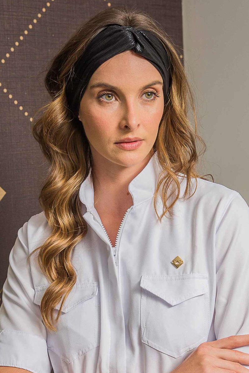 turbante feminino preto brilho 2