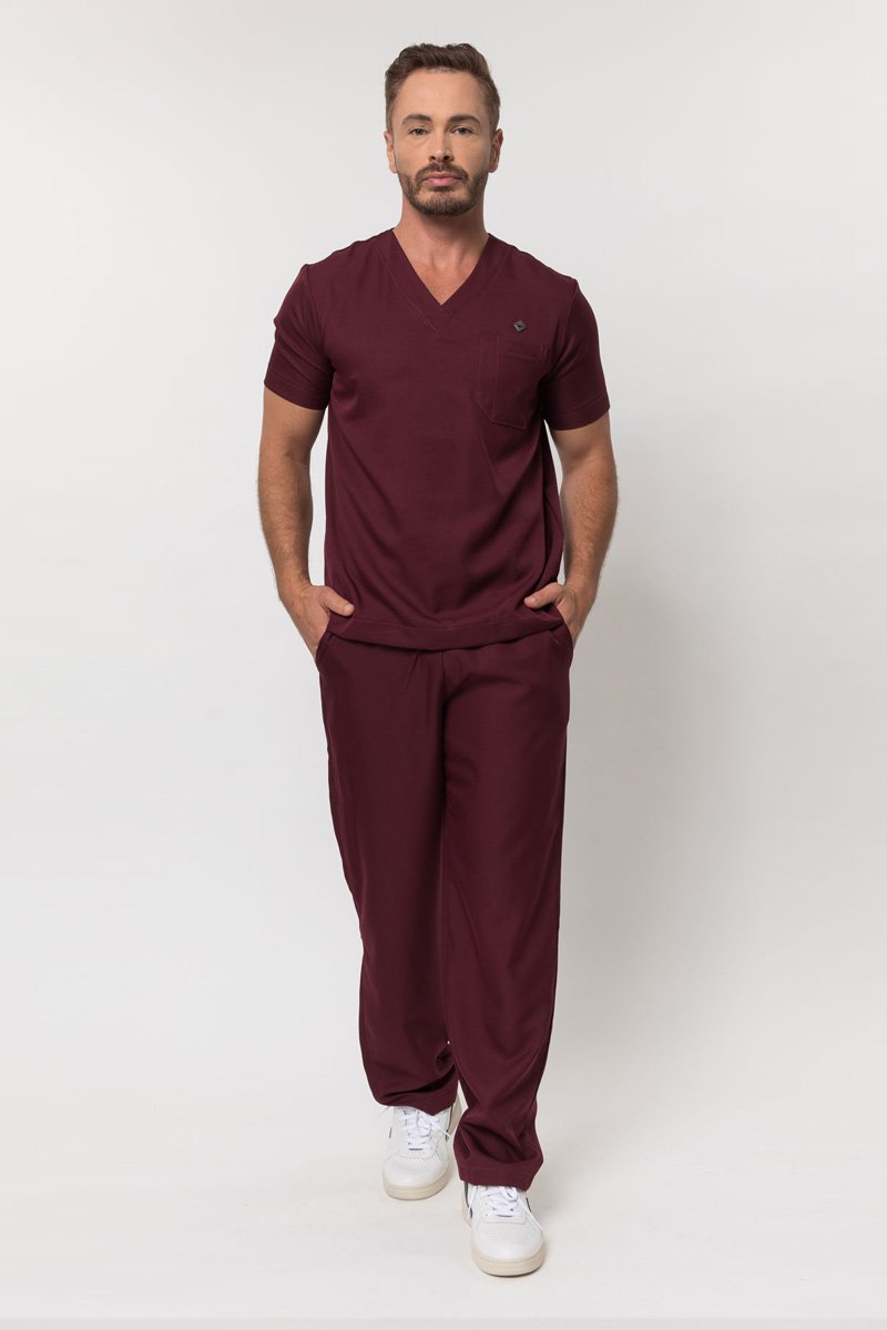 scrub masculino manga curta tradicional bordo 2