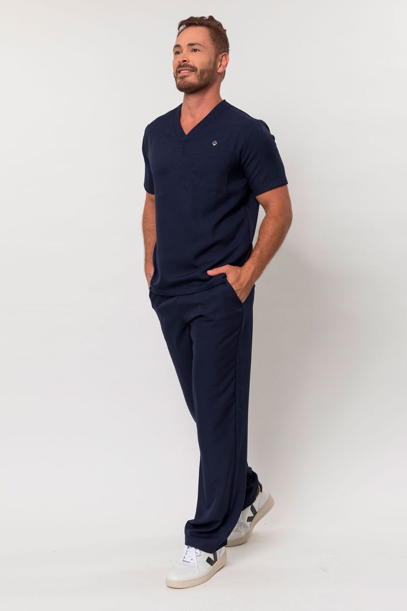 scrub masculino manga curta tradicional azul marinho 2