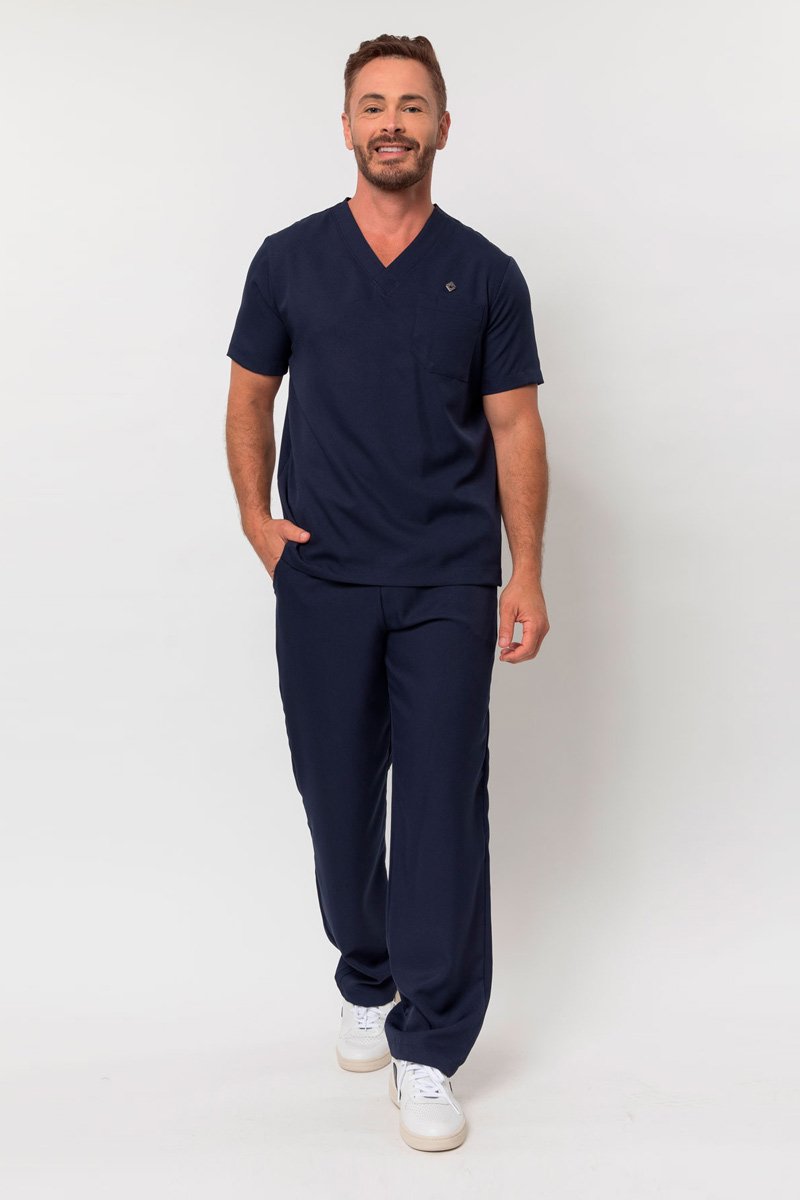 scrub masculino manga curta tradicional azul marinho 3