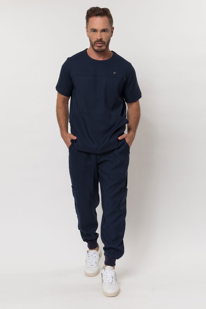 scrub masculino comfy manga curta azul marinho 1