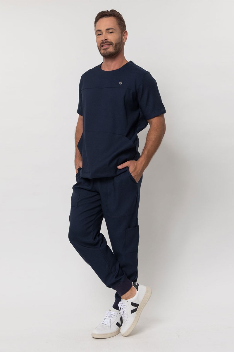 scrub masculino comfy manga curta azul marinho 2