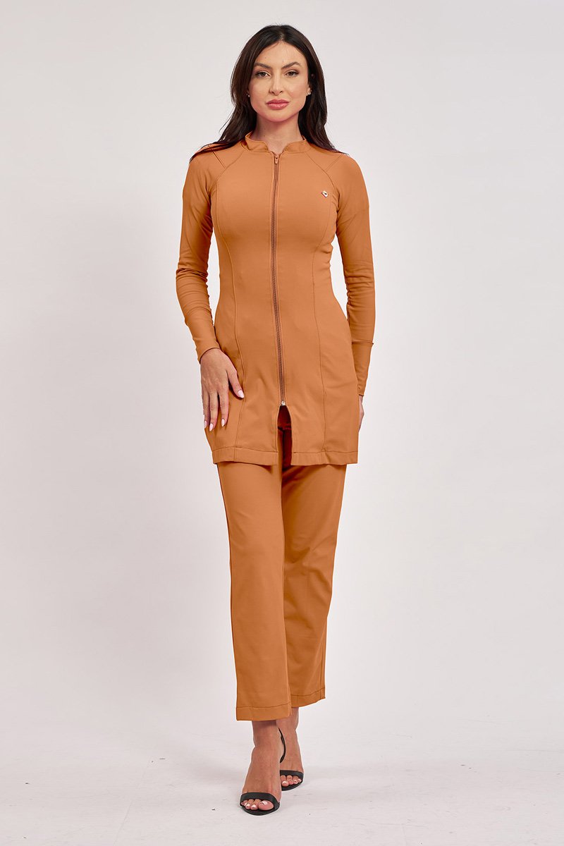 jaleco feminino clara camel 2