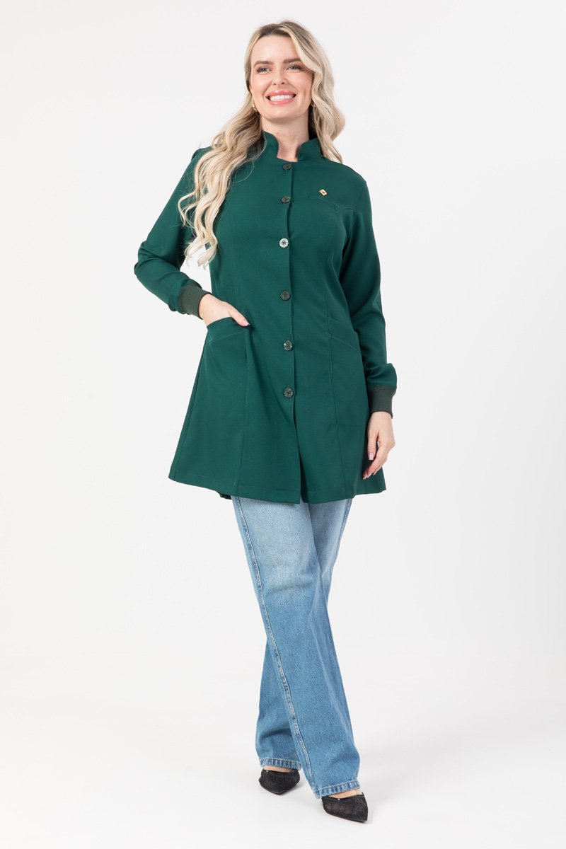 jaleco feminino manga longa manuela verde escuro 1