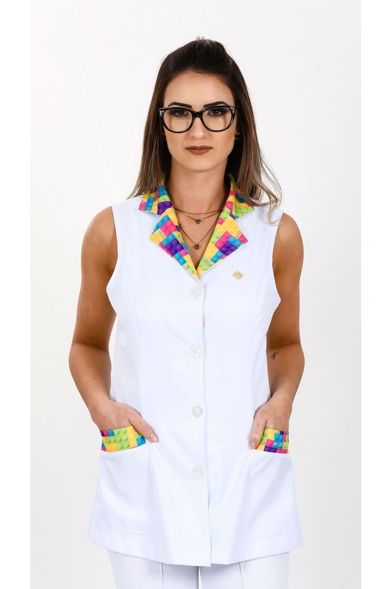 jaleco lis branco lego rosa