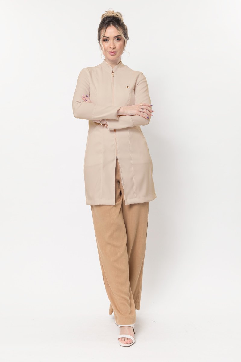 jaleco feminino heloisa manga longa bege 2