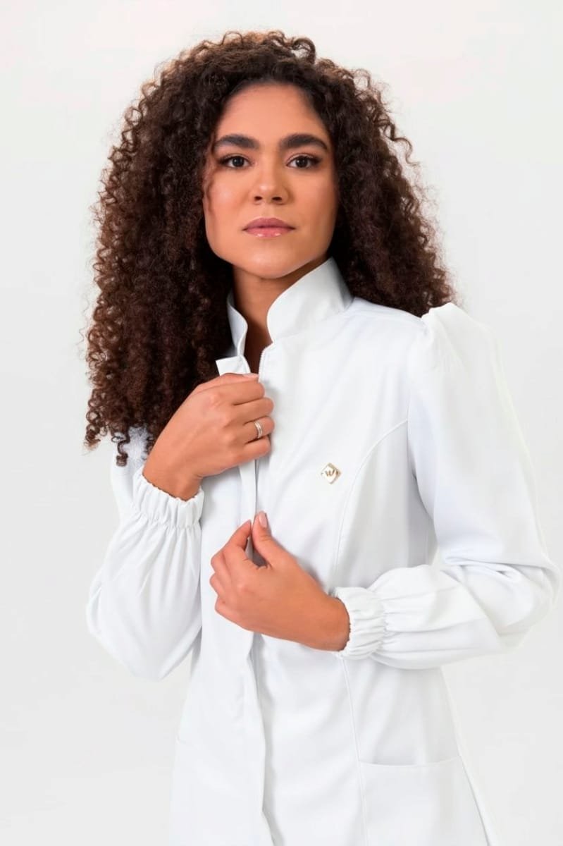 jaleco feminino clinic branco frente zoom