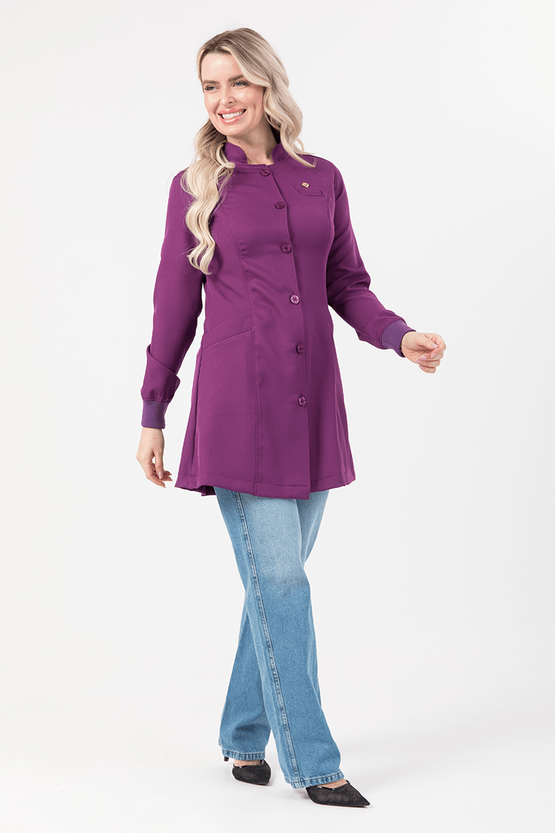 jaleco feminino manuela roxo lado